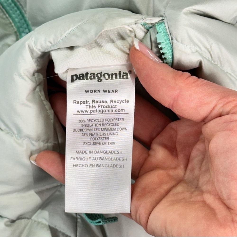 Patagonia kids reversible down puffer jacket hooded winter coat girls L - Picture 10 of 16